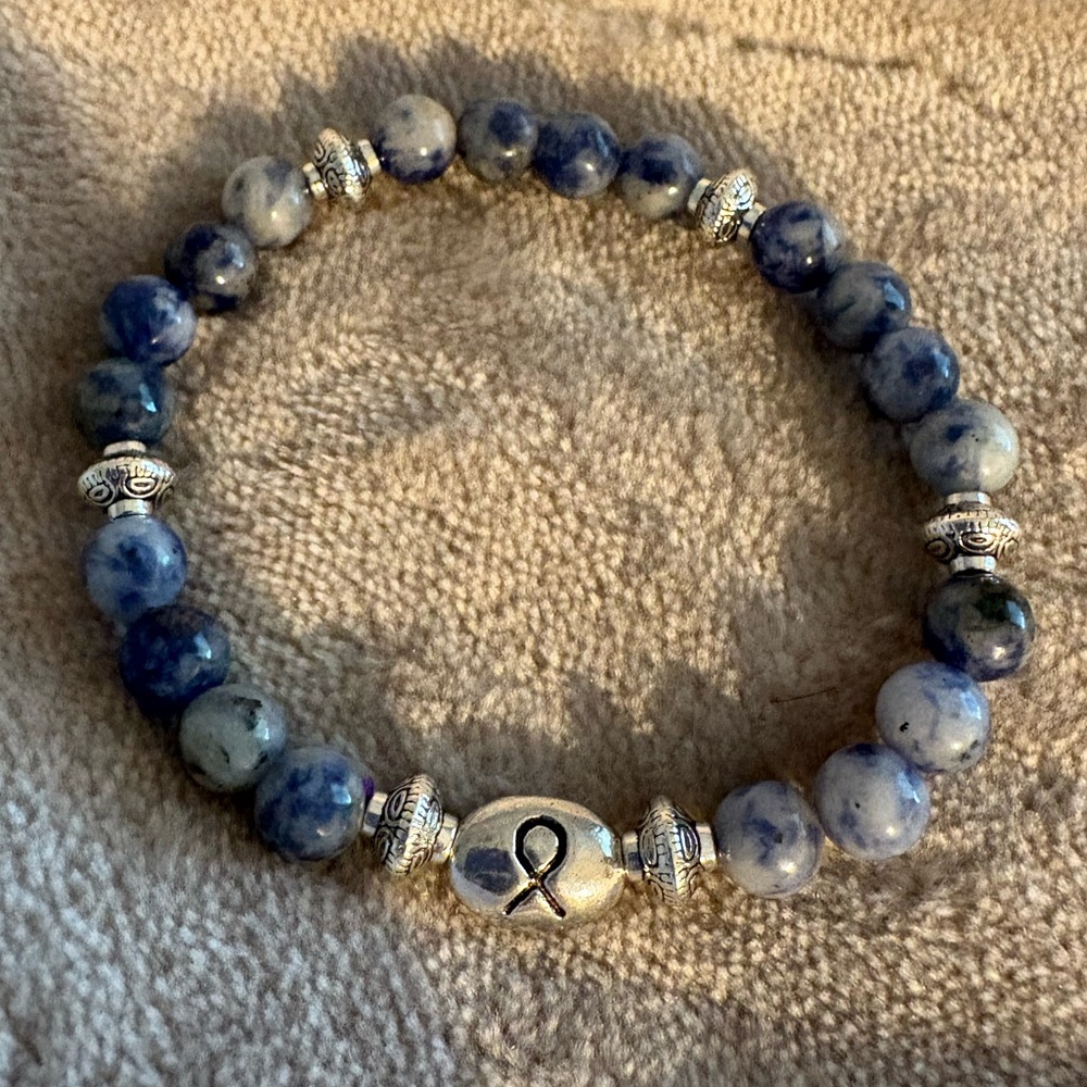Blue and Silver Beaded Bracelet